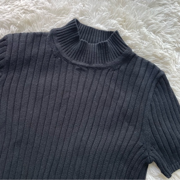 J. Crew Black Short-Sleeve Ribbed Turtleneck Sweater - Picture 4 of 8
